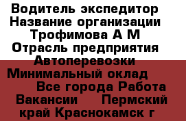 Водитель-экспедитор › Название организации ­ Трофимова А.М › Отрасль предприятия ­ Автоперевозки › Минимальный оклад ­ 65 000 - Все города Работа » Вакансии   . Пермский край,Краснокамск г.